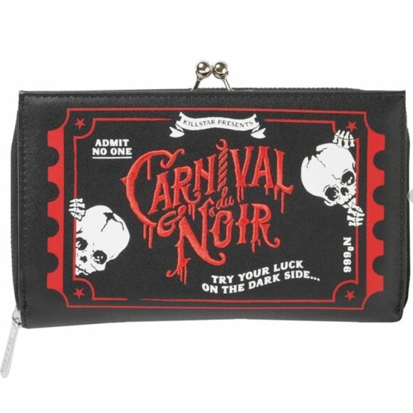 Killstar Handbags - Killstar Sideshow Wallet Black Carnival Circus Black Red Skull Gothic Punk NEW